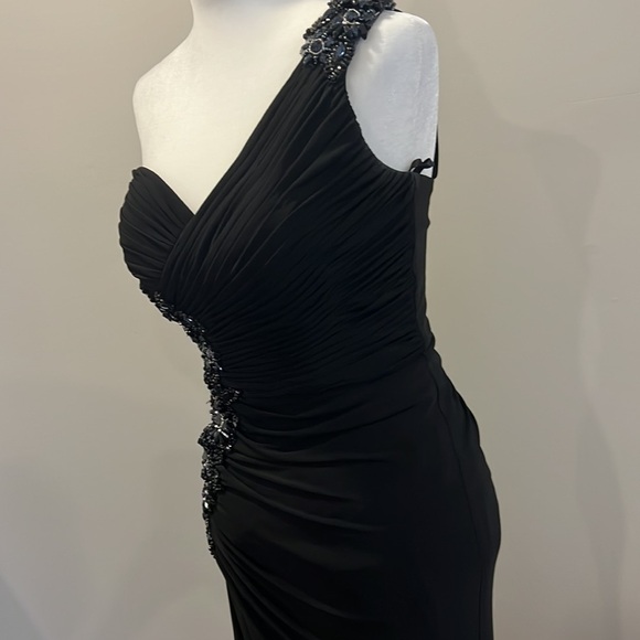 ⭐️ba Nites One Shoulder Beaded Jersey Dress With Ruching⭐️ - Picture 7 of 12